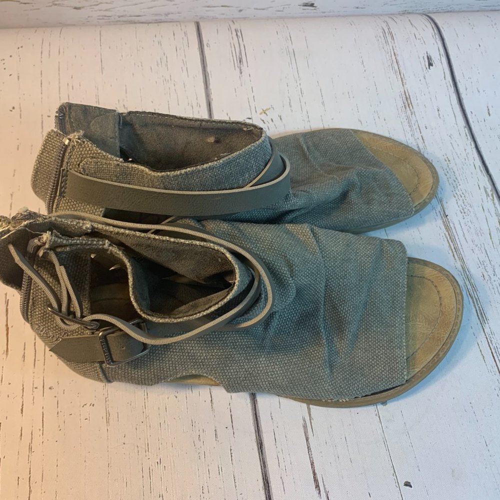 Zip back linen casual flat sandal shoe